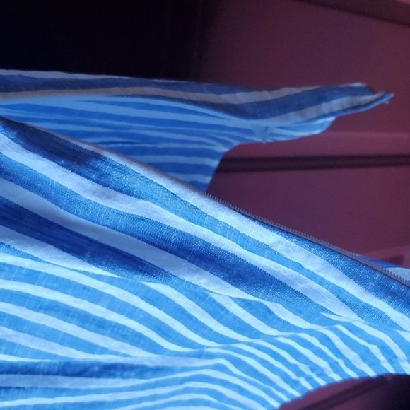 Talbots Blue and White Striped Garment P2p 21 Fringe On Sleeves - Picture 5 of 7